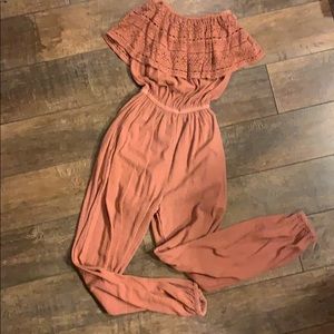 Crocheted off the shoulder billabong jumpsuit